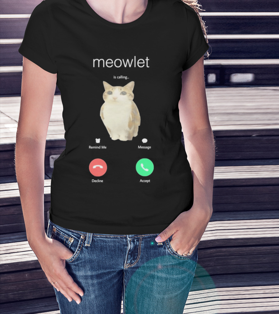 Meowlet Is Calling Remind Me Message Decline Accept Cat Image T-Shirt