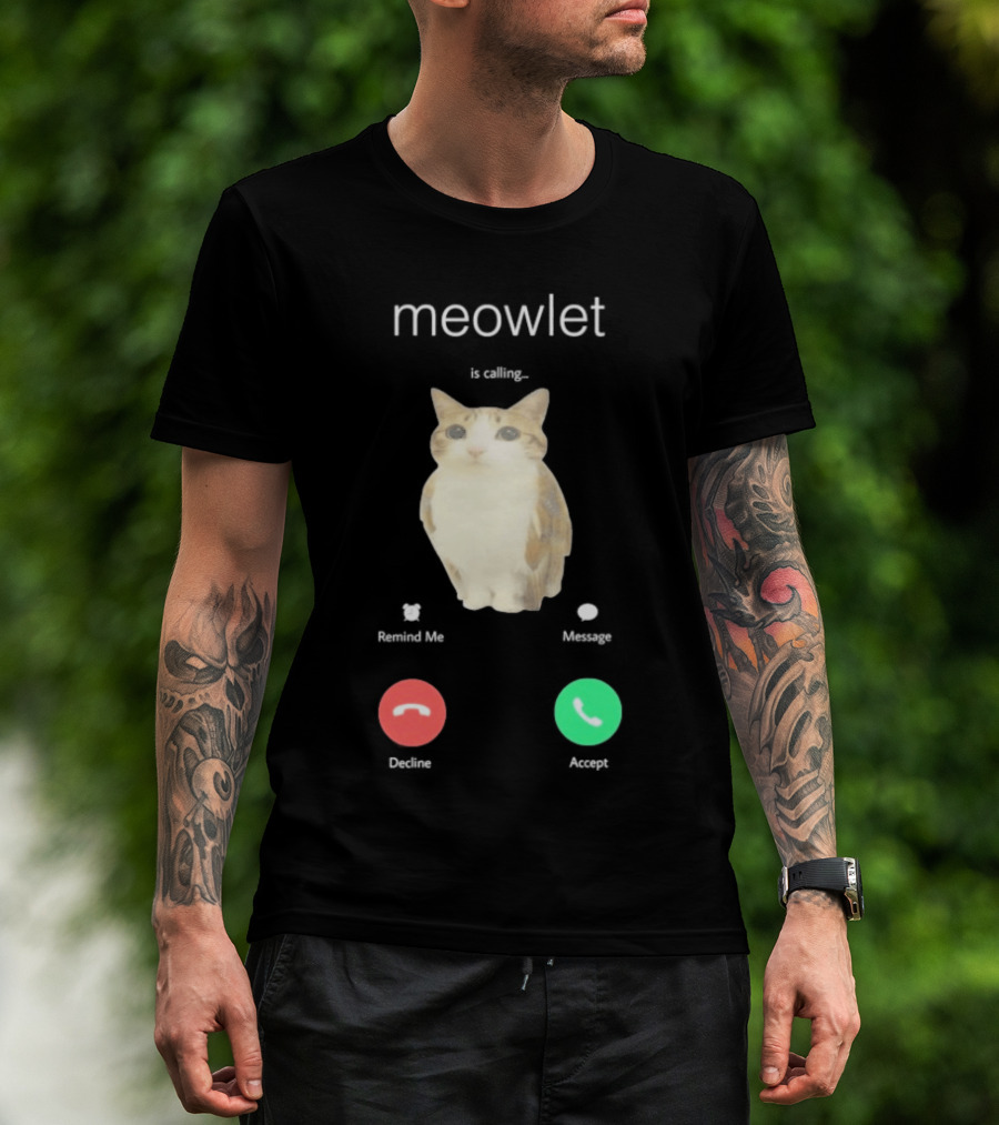 Meowlet Is Calling Remind Me Message Decline Accept Cat Image T-Shirt