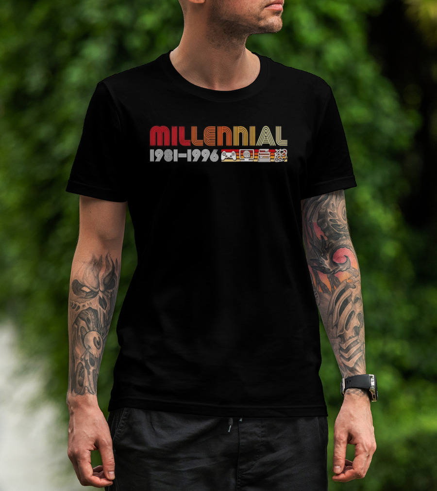 Millennial 1981 1996 Gamepad Computer Book Network T-Shirt