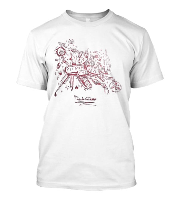 Misadventures Of Pierce The Veil Floral Skull Band Album T-Shirt
