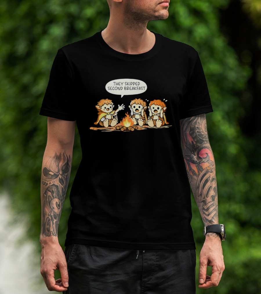 Elf Campfire Skipped Second Breakfast Conversation Scene T-Shirt
