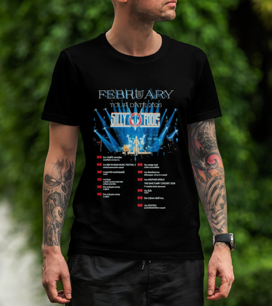 Silly Fools Tour Date February 2026 Concert Schedule Events T-Shirt