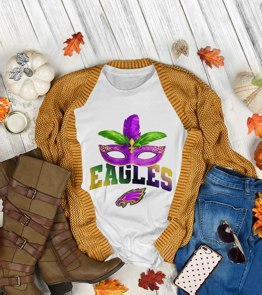 Eagles Mardi Gras Mask Festival Celebration T-Shirt