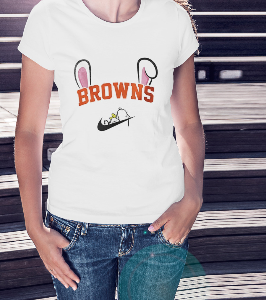 Cleveland Browns Peanuts Snoopy Woodstock Easter T-Shirt