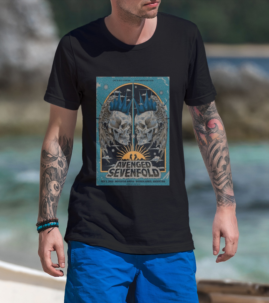 Avenged Sevenfold Life Is But A Dream Latin American Tour Feb 3 2026 Movistar Arena Buenos Aires Argentina T-Shirt