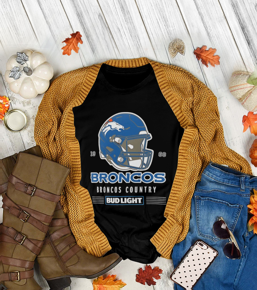 Broncos Country Bud Light NFL 1960 Helmet T-Shirt