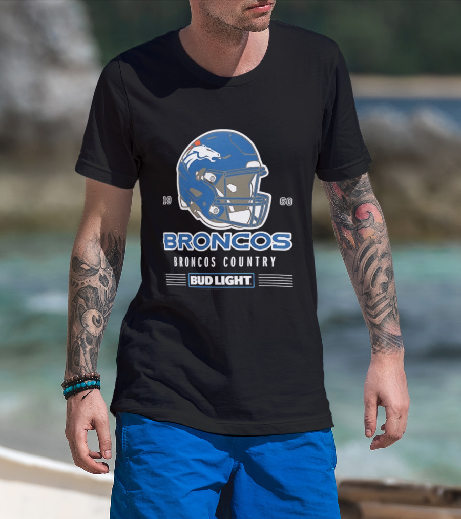 Broncos Country Bud Light NFL 1960 Helmet T-Shirt