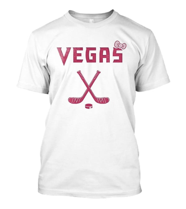 Vegas Golden Knights Hello Kitty Collaboration Hockey Stick Bow T-Shirt
