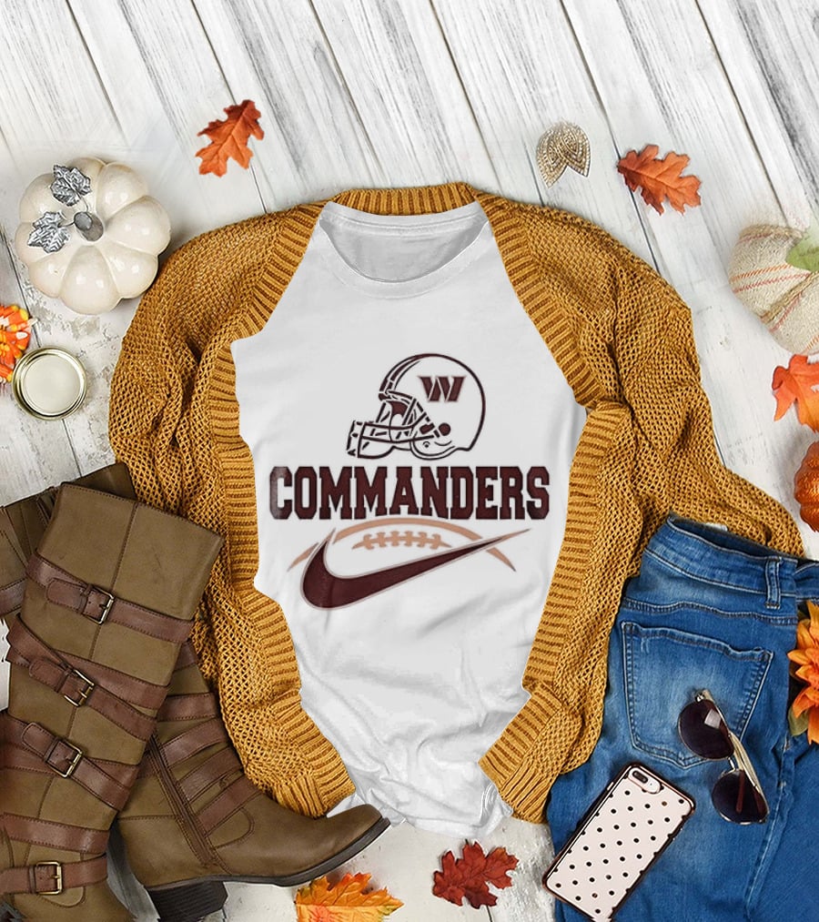Washington Commanders Football Helmet Nike Swoosh T-Shirt