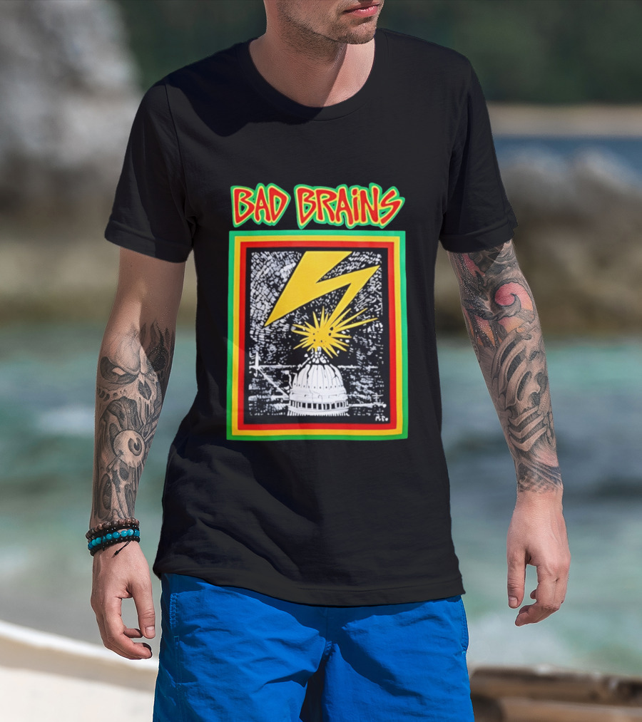 Bad Brains Lightning Capitol Explosion Bold Graphic Retro Vibe T-Shirt