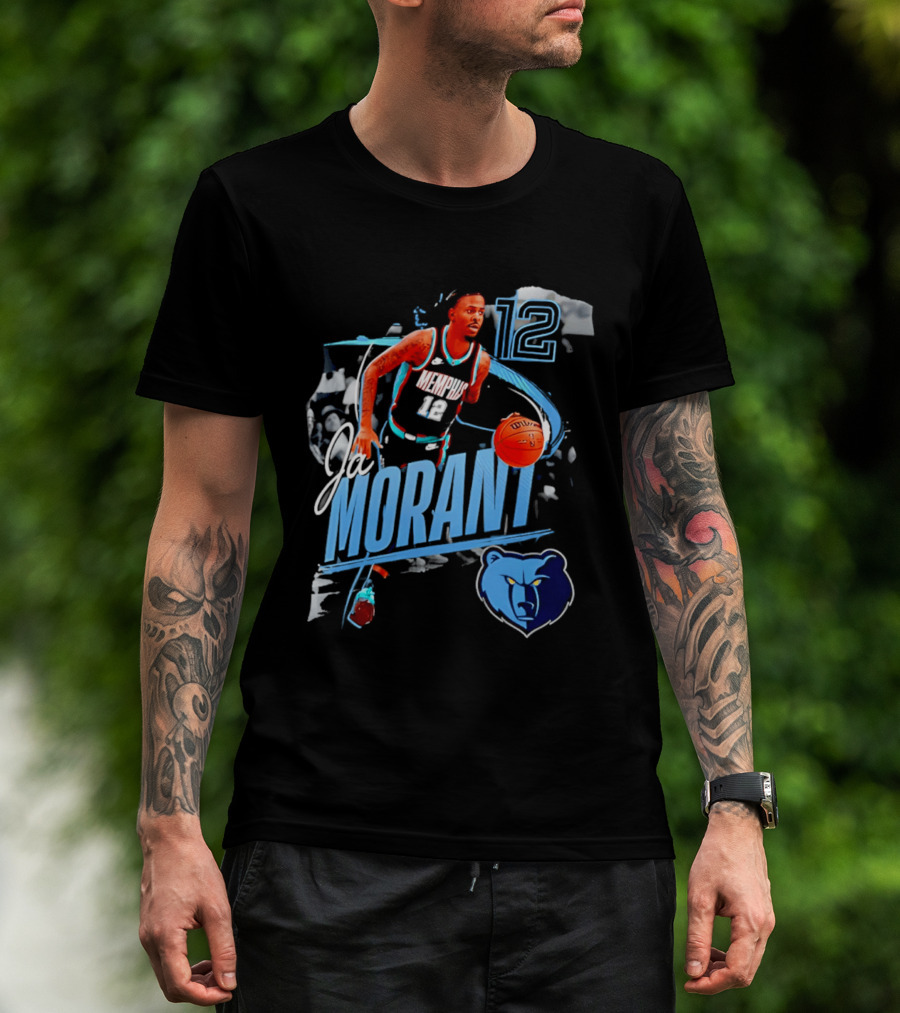Ja Morant Memphis Grizzlies Number 12 Basketball Player Action T-Shirt