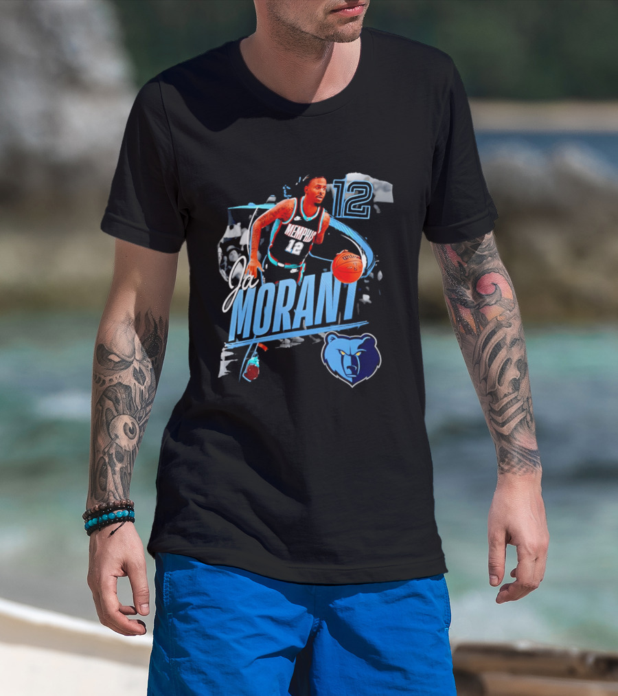 Ja Morant Memphis Grizzlies Number 12 Basketball Player Action T-Shirt