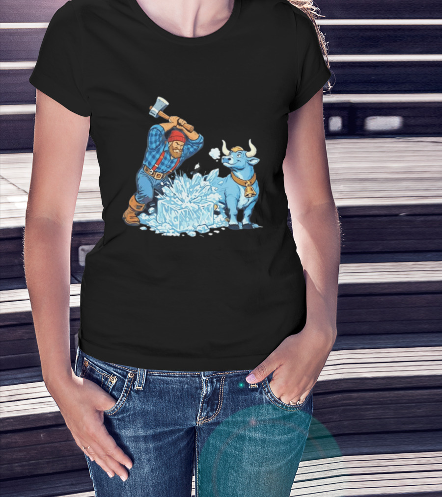 Minnesota Paul Bunyan Babe Blue Ox Breaking Ice Resistance T-Shirt