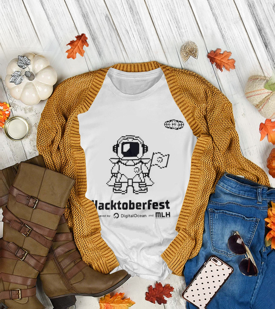 Hacktoberfest Astronaut Pixel Art Banner T-Shirt