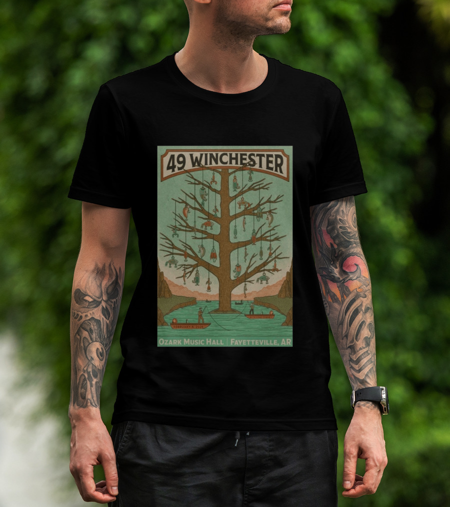 49 Winchester February 6 2026 Ozark Music Hall Fayetteville AR Concert Tree T-Shirt