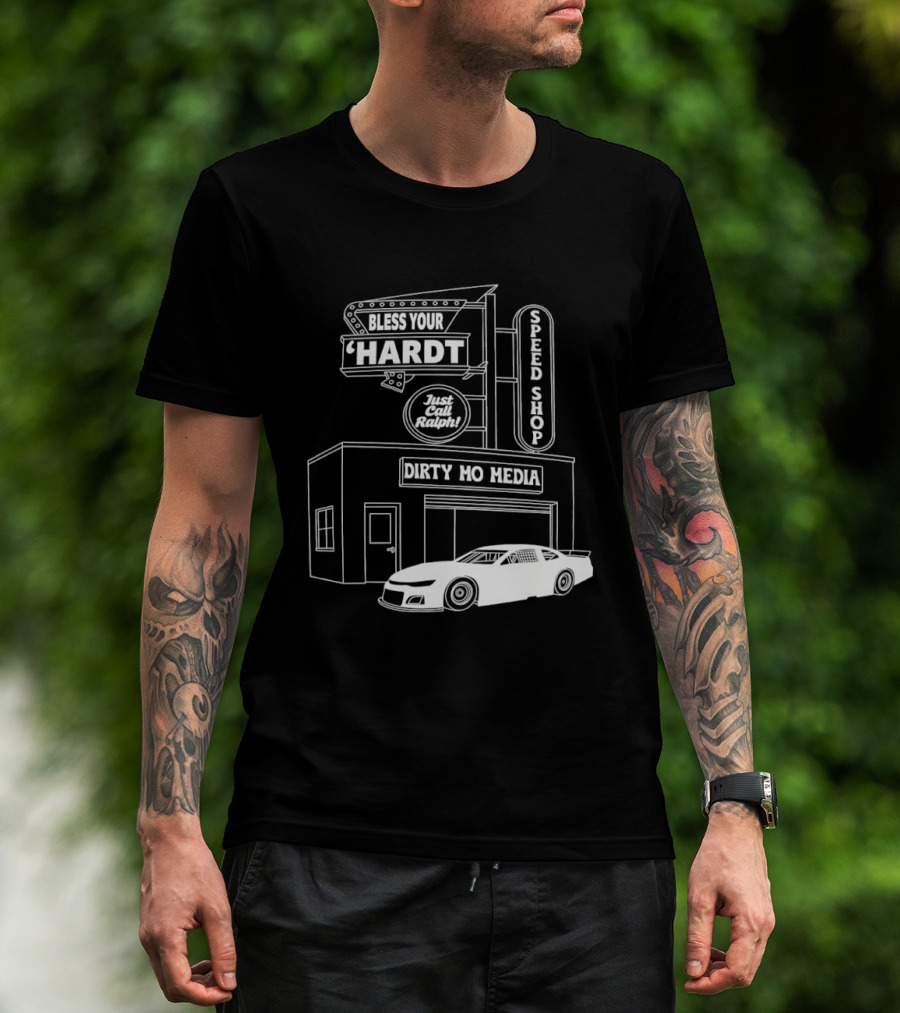 Bless Your 'Hardt Speed Shop Dirty Mo Media Racing Car T-Shirt