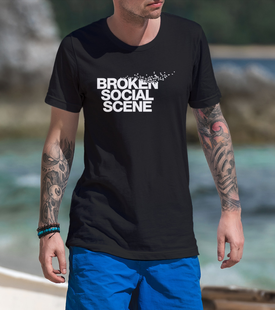 BROKEN SOCIAL SCENE Text With Fragmented Effect T-Shirt