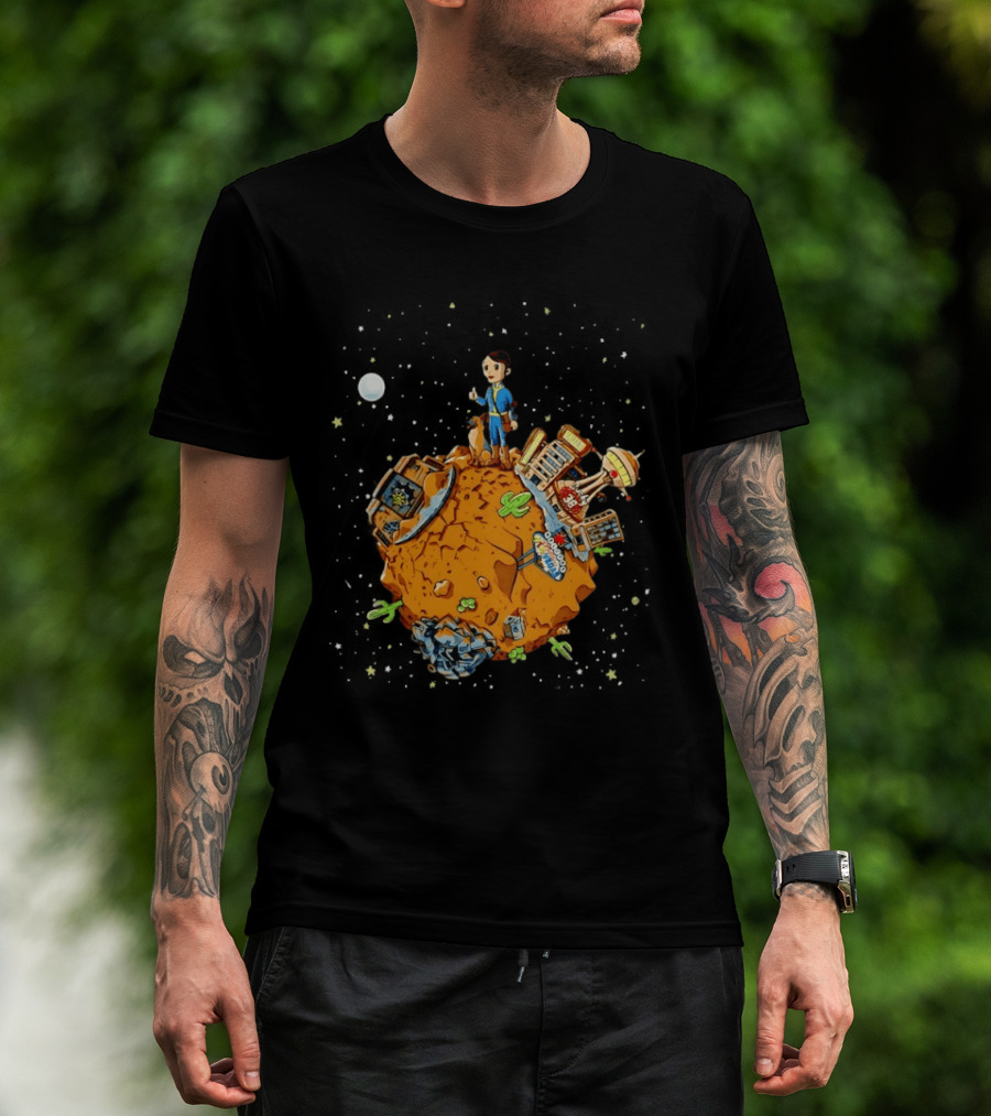 Vault Boy Vault Tec Corporation Welcome Las Vegas Planet Scene T-Shirt