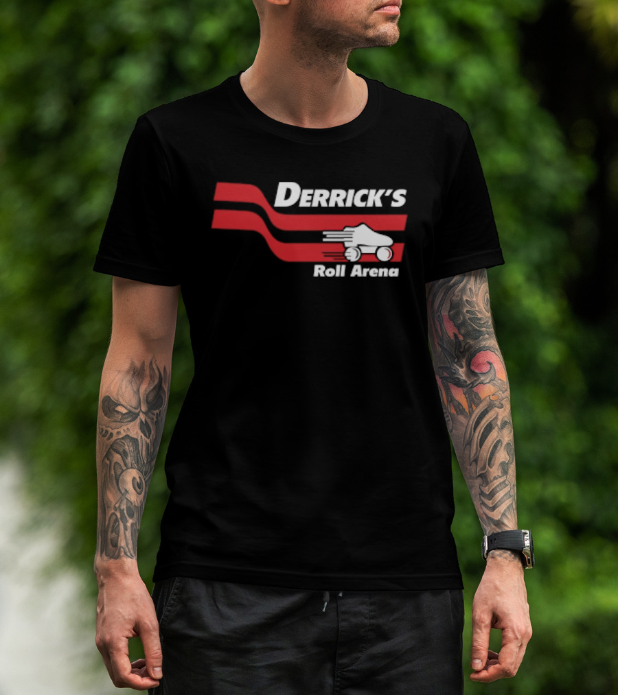 Derrick's Roll Arena Retro Skating Rink Neon Roller Skate T-Shirt