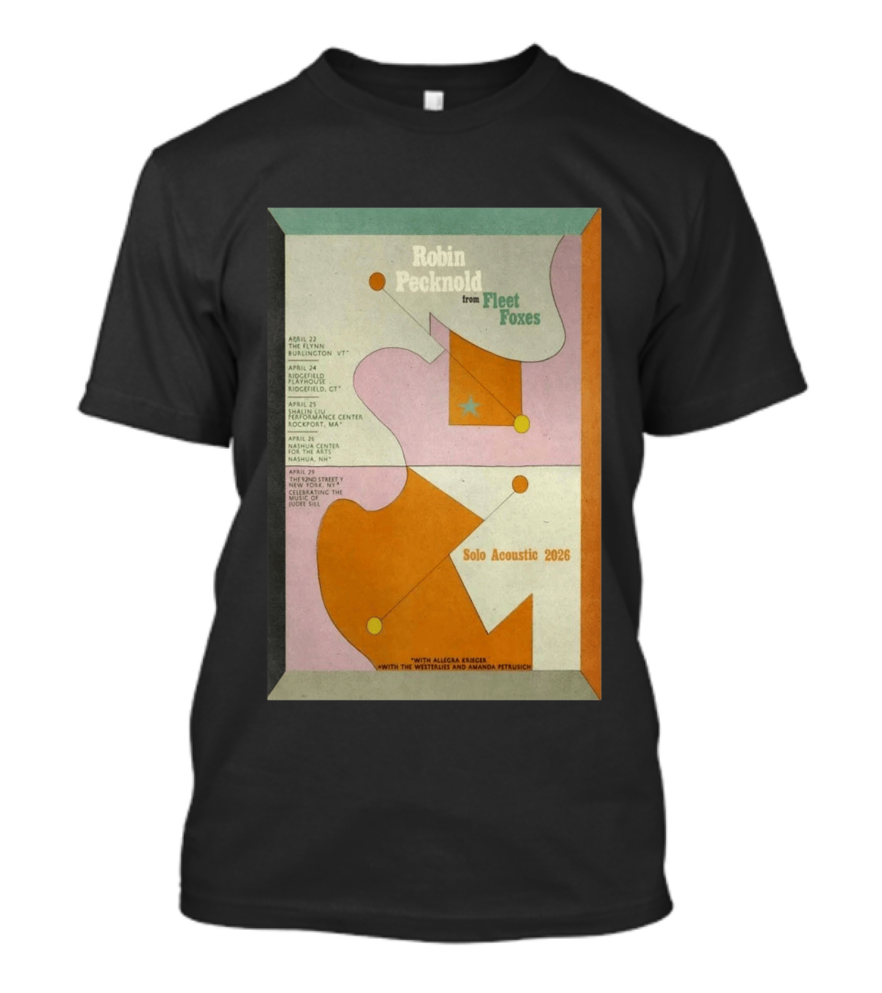 Robin Pecknold Fleet Foxes Tour 2026 Flynn Ridgefield Rockport Nashua NYC T-Shirt