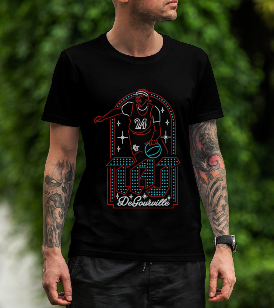Taj DeGourville 24 San Diego State Aztecs Neon Basketball T-Shirt
