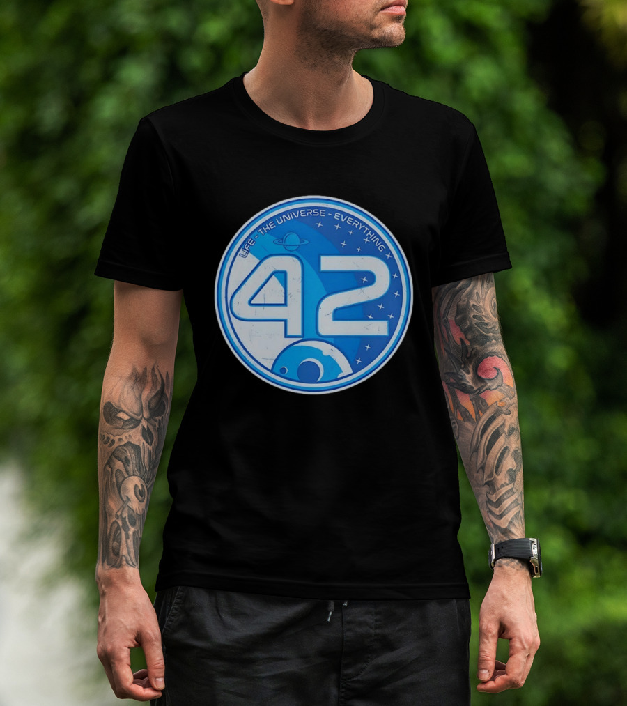 Life The Universe Everything 42 Planet And Stars Iconic Number T-Shirt