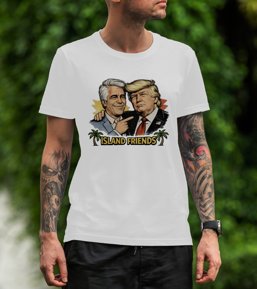 Trump And Epstein Island Friends Iconic Duo With Tropical Palm T-Shirt