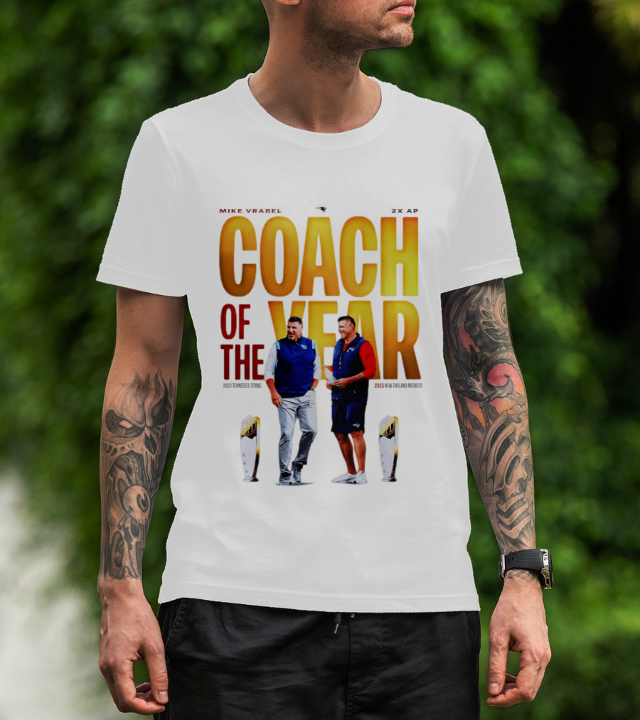 Mike Vrabel Coach Of The Year Highlight With Trophy T-Shirt