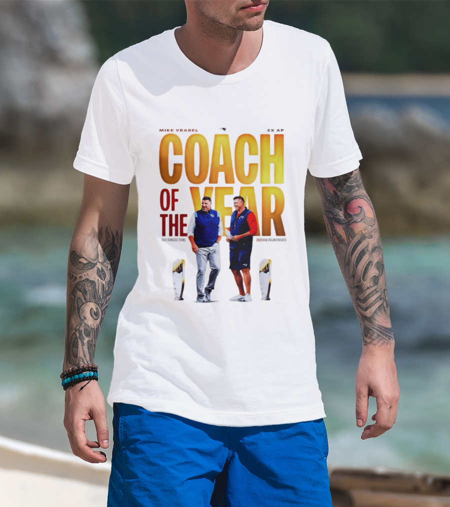 Mike Vrabel Coach Of The Year Highlight With Trophy T-Shirt
