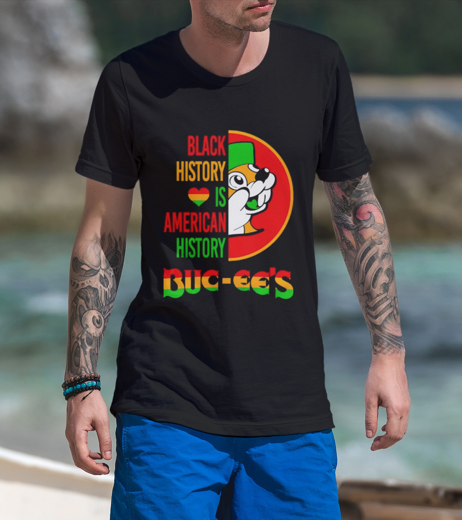 Buc Ee's Black History Is American History Heart Icon With Buc Ee's T-Shirt