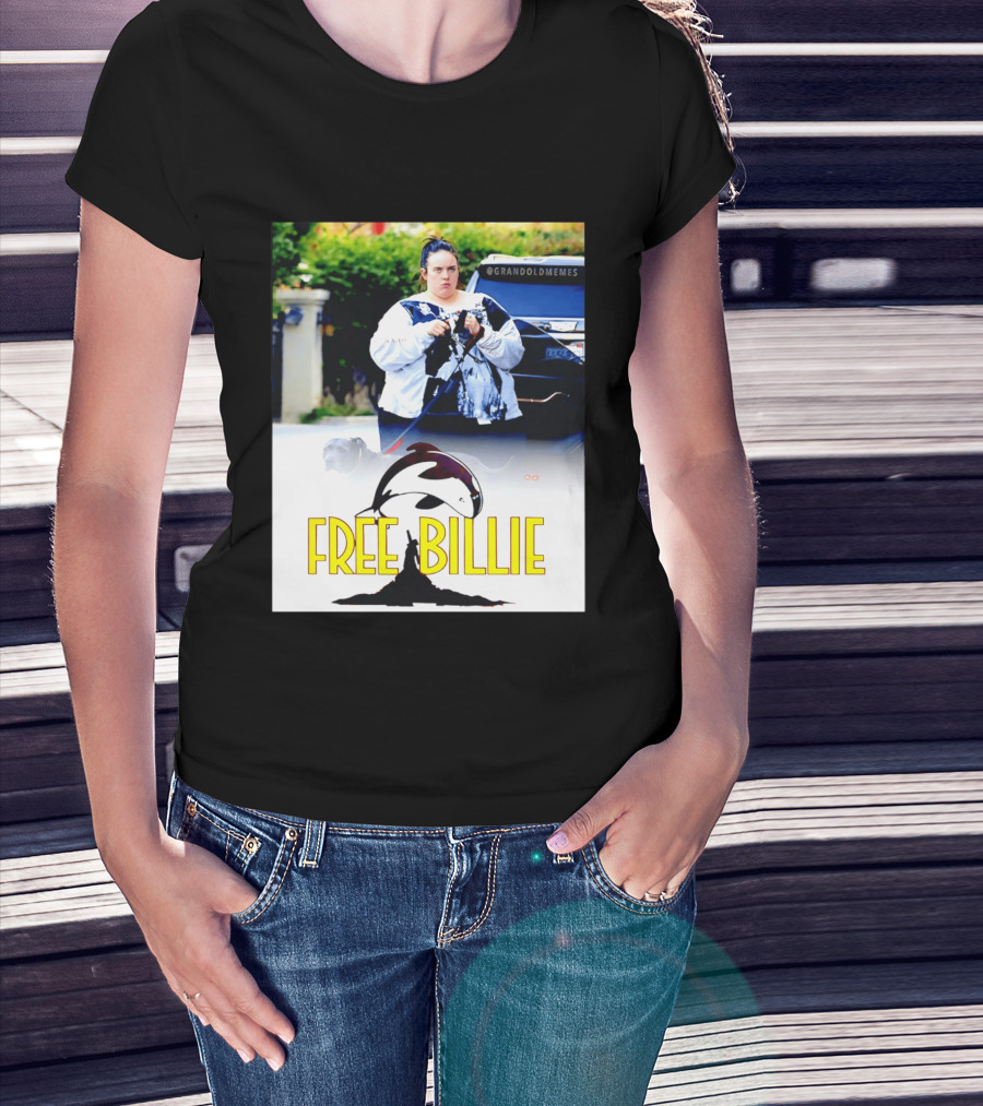 Free Billie Fat 2026 Meme Parody With Whale And Dog Walking T-Shirt