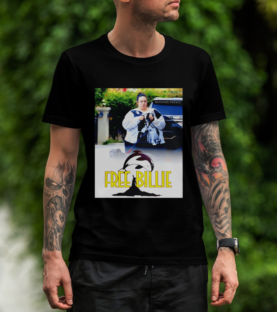 Free Billie Fat 2026 Meme Parody With Whale And Dog Walking T-Shirt