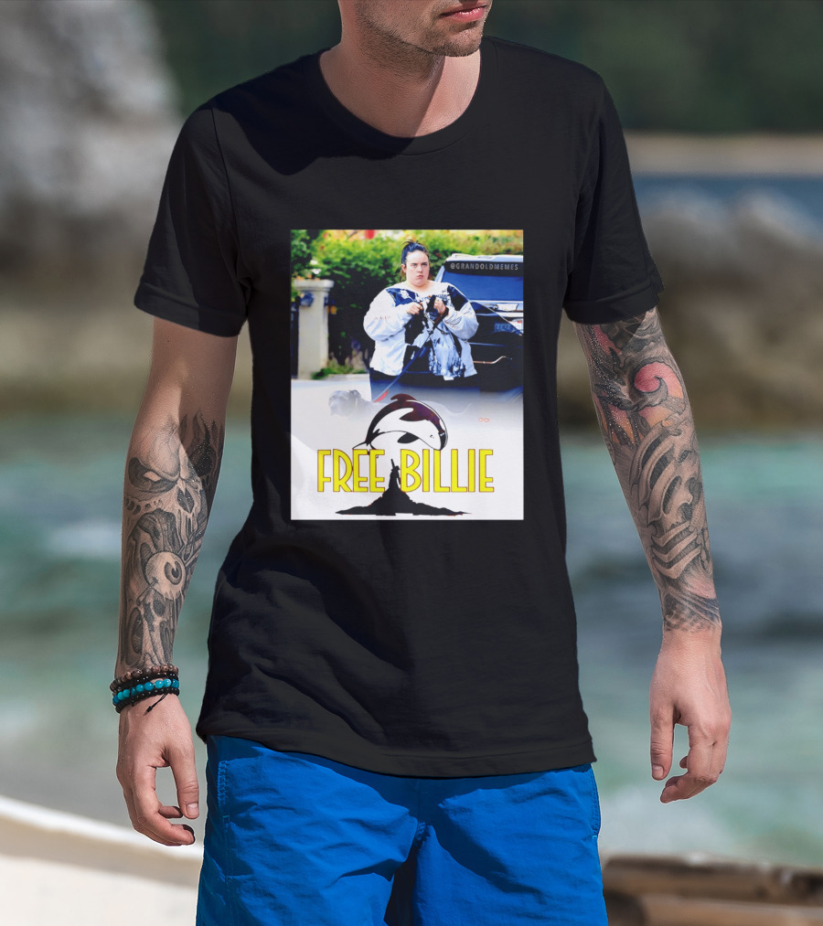 Free Billie Fat 2026 Meme Parody With Whale And Dog Walking T-Shirt