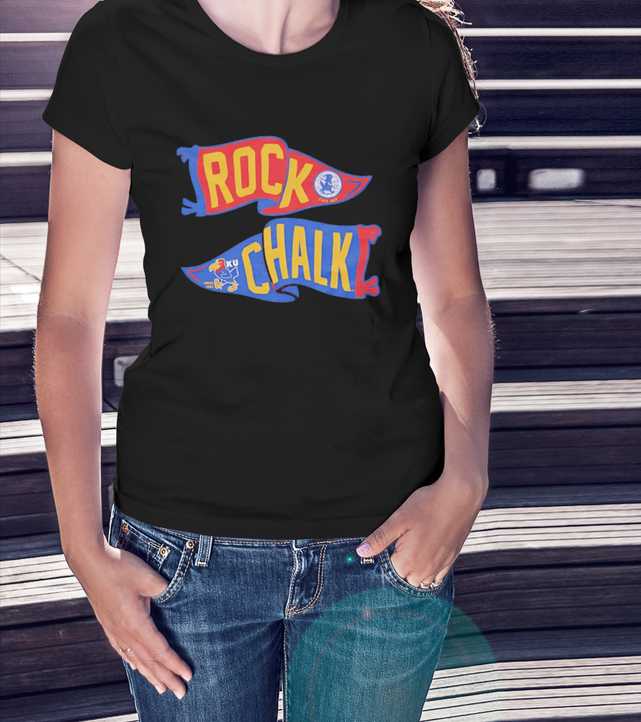 Rock Chalk KU Kansas Jayhawks Established Circa 1865 Pennant T-Shirt