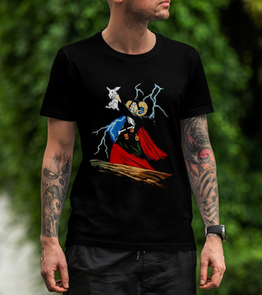 Tim The Enchanter Monty Python Wizard Holding Killer Rabbit Iconic Movie Scene T-Shirt