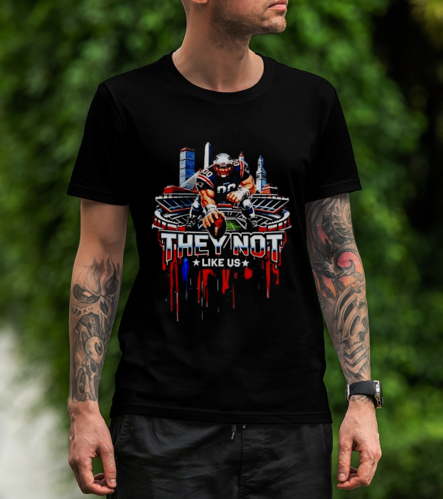New England Patriots They Not Like Us Stadium Football Player Iconic Skyline T-Shirt