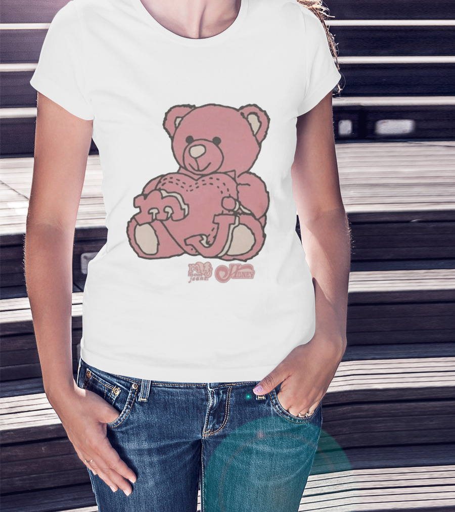 Mom Jeans Pink Bear Heart Honey T-Shirt