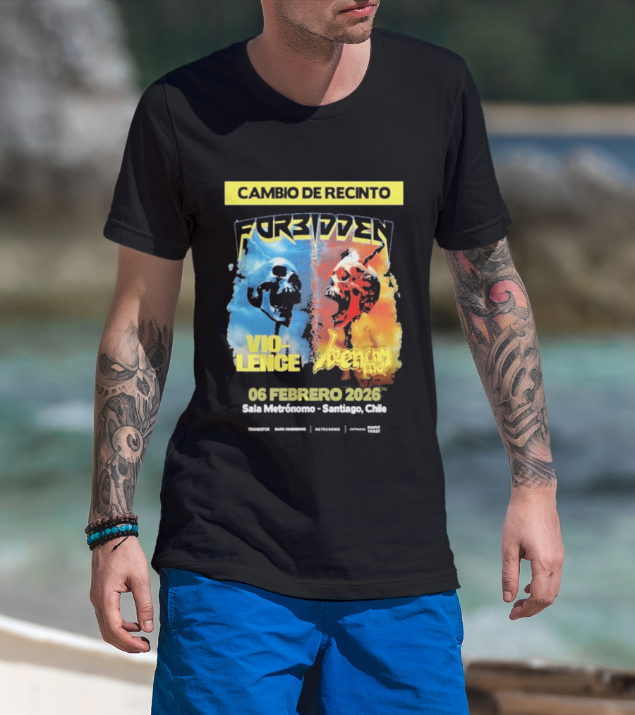 Forbidden Vio Lence Venom Inc Cambio De Recinto 6 Febrero 2026 Santiago Chile T-Shirt