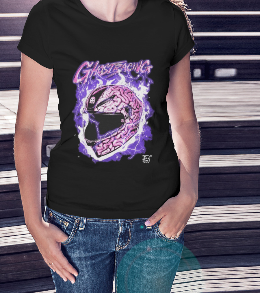 Ghost Racing Purple Brain Helmet Lightning Explosion T-Shirt