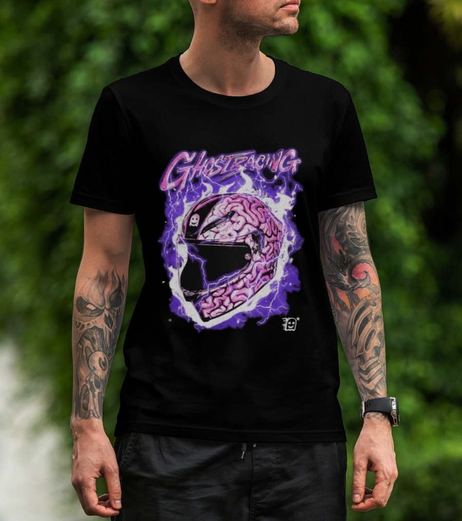 Ghost Racing Purple Brain Helmet Lightning Explosion T-Shirt