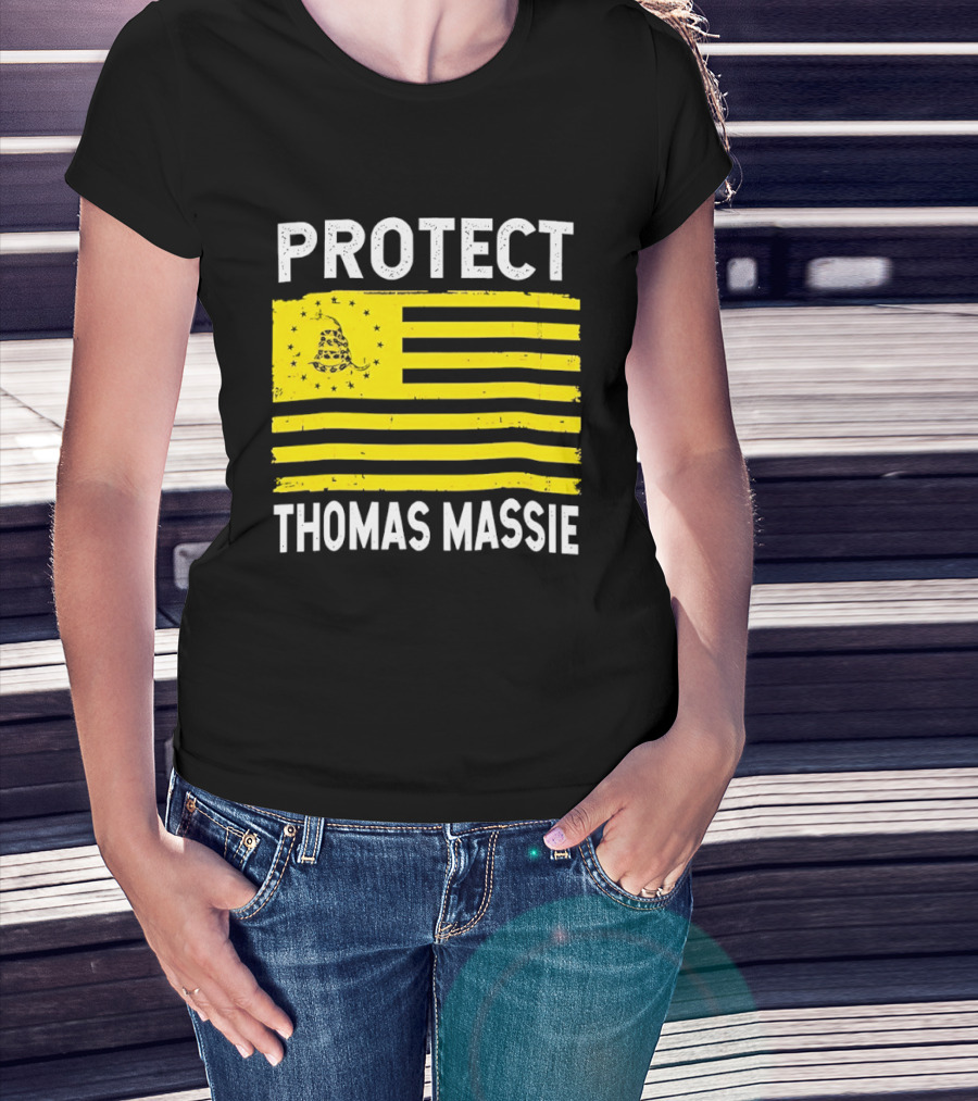 Protect Thomas Massie Gadsden Flag Yellow T-Shirt