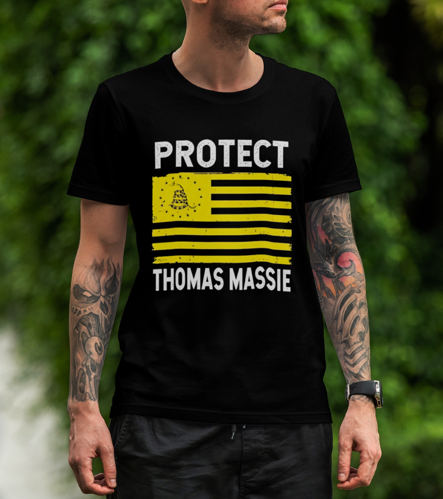 Protect Thomas Massie Gadsden Flag Yellow T-Shirt