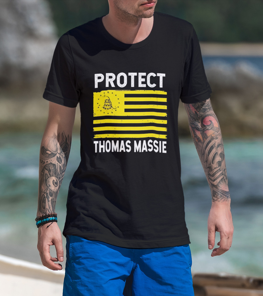 Protect Thomas Massie Gadsden Flag Yellow T-Shirt