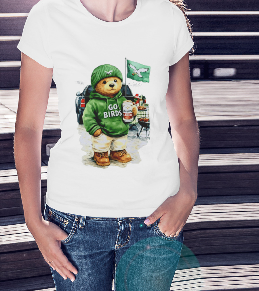 Tailgating Bear Go Birds Eagle Lager Football Fan Party T-Shirt