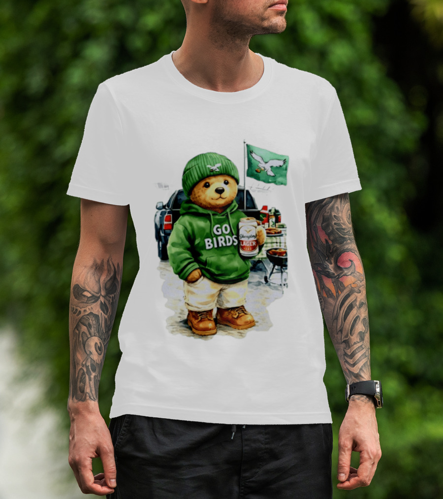 Tailgating Bear Go Birds Eagle Lager Football Fan Party T-Shirt