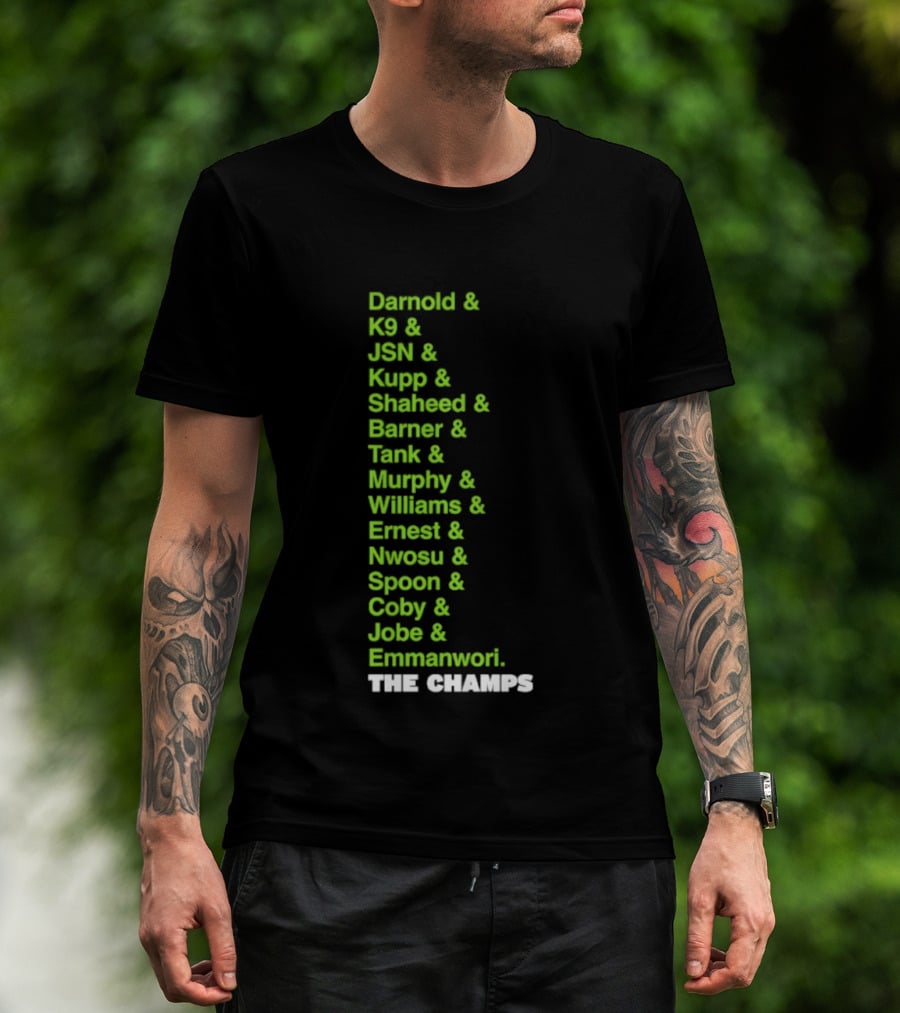 Bamold PG JSN Hugz Seattle Seahawks Champs List Bennet Murphy Williams Emanwori Football T-Shirt