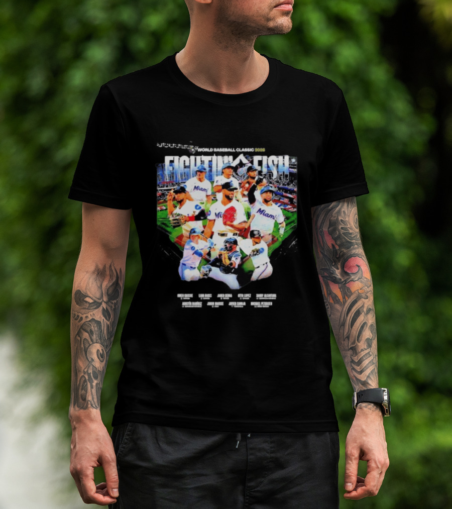 Miami Marlins Fightin' Fish World Baseball Classic 2026 Team Players T-Shirt
