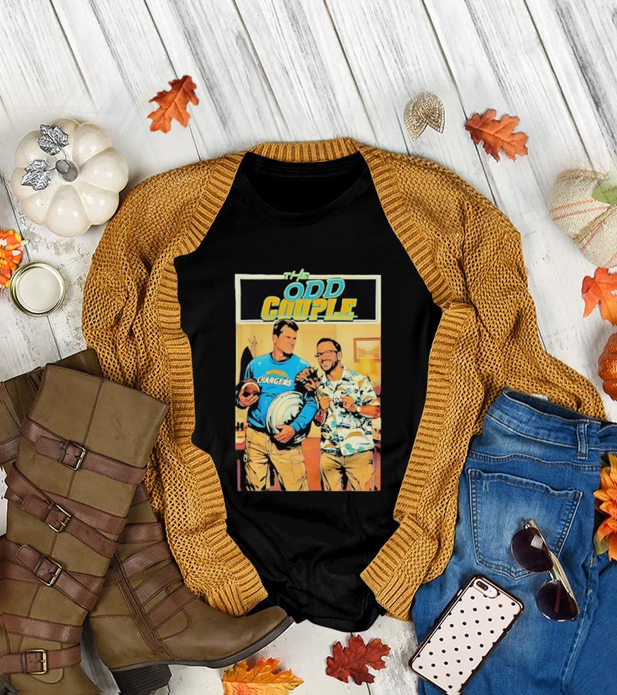 The Odd Couple Chargers Jim Harbaugh Ben Herbert Vintage Sports Comedy T-Shirt