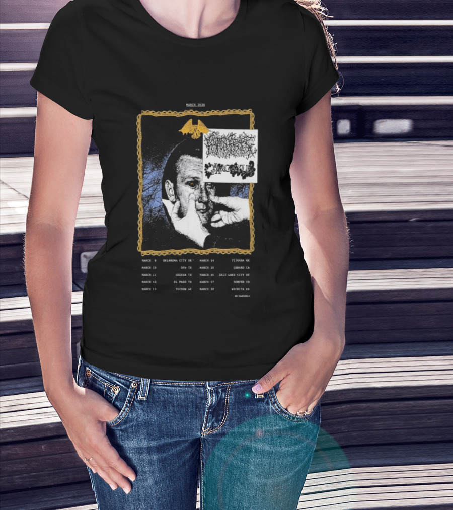 Primitive Rage Tour March 2026 Cold World Sacred Cowboys Woodchuck Hattiesburg Mississippi T-Shirt