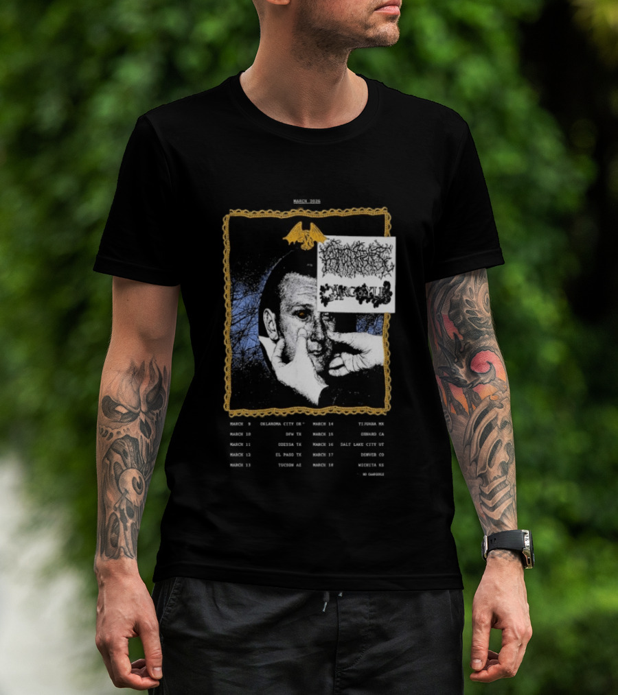 Primitive Rage Tour March 2026 Cold World Sacred Cowboys Woodchuck Hattiesburg Mississippi T-Shirt